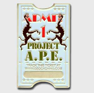 Project A.P.E. 52 Geocoin Tracking Bug Image